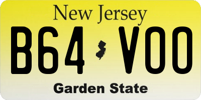 NJ license plate B64VOO