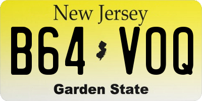 NJ license plate B64VOQ