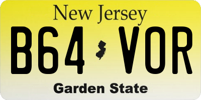 NJ license plate B64VOR