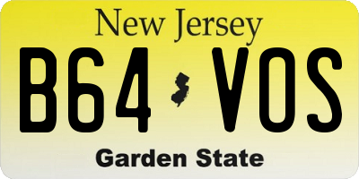 NJ license plate B64VOS