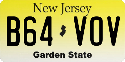 NJ license plate B64VOV