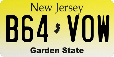 NJ license plate B64VOW