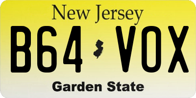 NJ license plate B64VOX