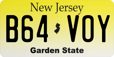 NJ license plate B64VOY