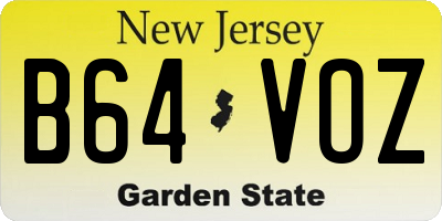 NJ license plate B64VOZ