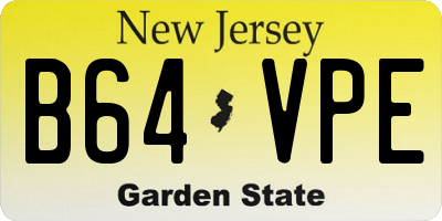 NJ license plate B64VPE