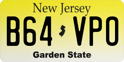 NJ license plate B64VPO