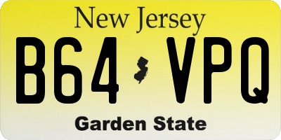 NJ license plate B64VPQ