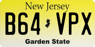 NJ license plate B64VPX
