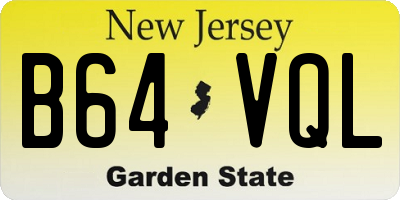 NJ license plate B64VQL