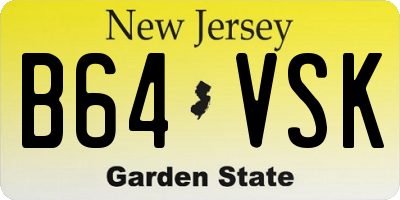 NJ license plate B64VSK