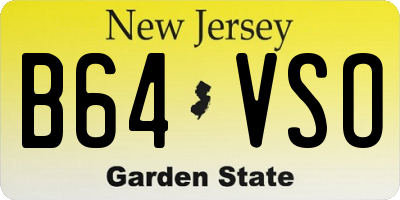 NJ license plate B64VSO