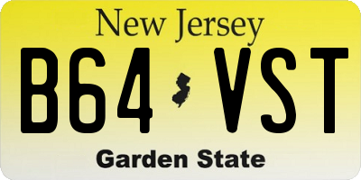 NJ license plate B64VST