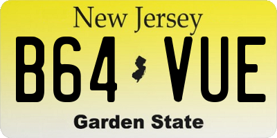 NJ license plate B64VUE