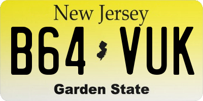 NJ license plate B64VUK