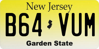 NJ license plate B64VUM