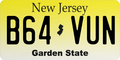 NJ license plate B64VUN