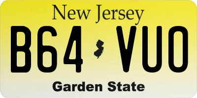 NJ license plate B64VUO