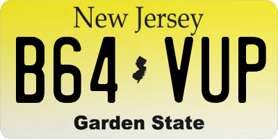 NJ license plate B64VUP
