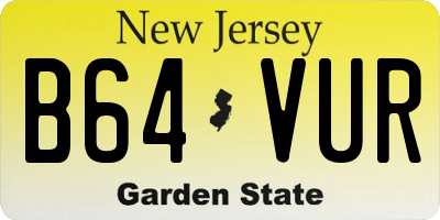 NJ license plate B64VUR