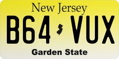 NJ license plate B64VUX