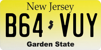 NJ license plate B64VUY
