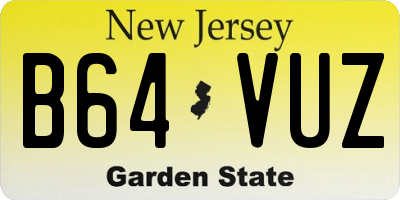 NJ license plate B64VUZ