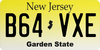 NJ license plate B64VXE