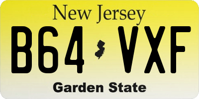 NJ license plate B64VXF