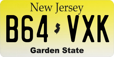 NJ license plate B64VXK
