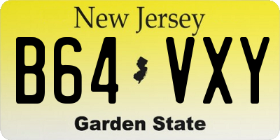 NJ license plate B64VXY