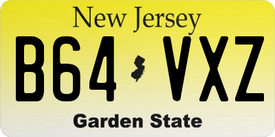NJ license plate B64VXZ
