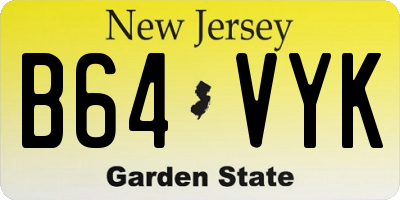 NJ license plate B64VYK