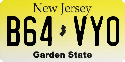 NJ license plate B64VYO