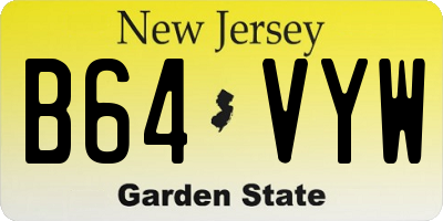 NJ license plate B64VYW