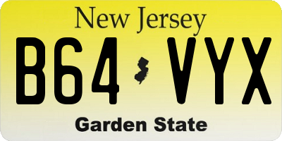 NJ license plate B64VYX