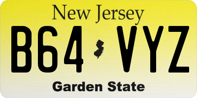 NJ license plate B64VYZ