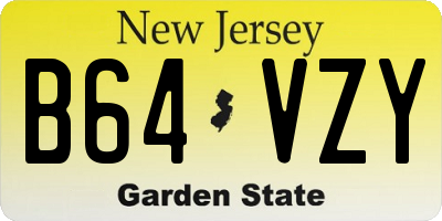 NJ license plate B64VZY