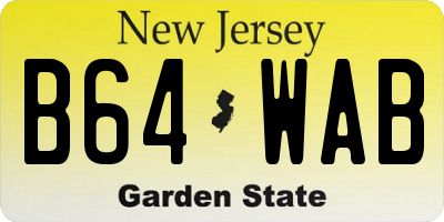NJ license plate B64WAB