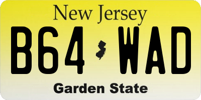 NJ license plate B64WAD