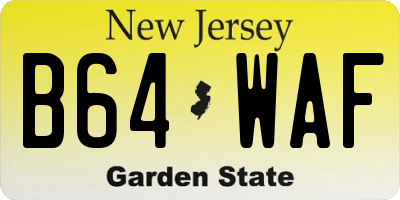 NJ license plate B64WAF