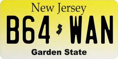 NJ license plate B64WAN