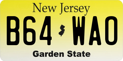 NJ license plate B64WAO