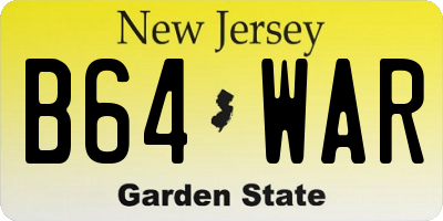 NJ license plate B64WAR