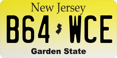 NJ license plate B64WCE