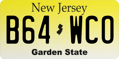 NJ license plate B64WCO