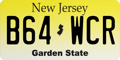 NJ license plate B64WCR