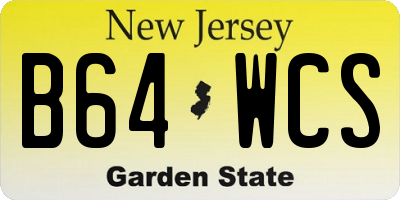 NJ license plate B64WCS
