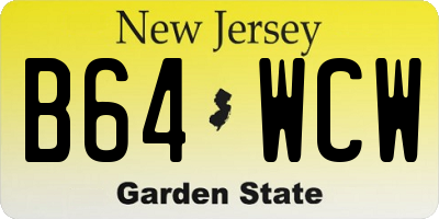 NJ license plate B64WCW