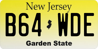 NJ license plate B64WDE